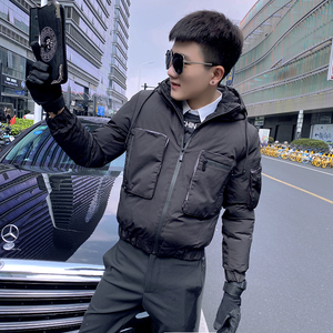 2021冬季大口袋装饰连帽加厚保暖棉服男潮 A343-CF05-P140 米白图片