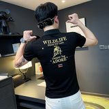 PL50-P45社会精神小伙修身刺绣短袖polo衫白1，男装Polo衫，电商A343