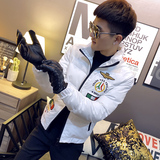 社会小伙立领ins棉衣外套修身刺绣棉服A343-CF40-P128控158白1，男装棉衣，电商A343