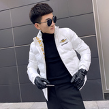 社会小伙立领ins棉衣外套修身刺绣棉服A343-CF41-P128控158黄，男装棉衣，电商A343