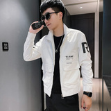 J秋季新款社会小伙修身夹克外套白1，男装夹克，电商A343