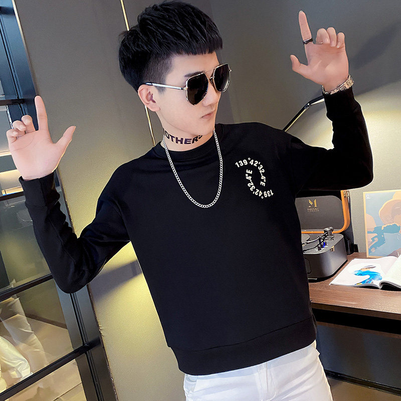 社会小伙潮流ins修身加绒加厚卫衣男上衣A343-WY66-P68控98白,男装卫衣,电商A343