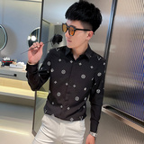 CS169秋装社会小伙修身长袖衬衫男衬衣黑1，男装衬衫，电商A343
