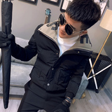 2021冬款社会小伙修身翻领加厚保暖棉衣A343-CF11-P130黑，男装棉衣，电商A343