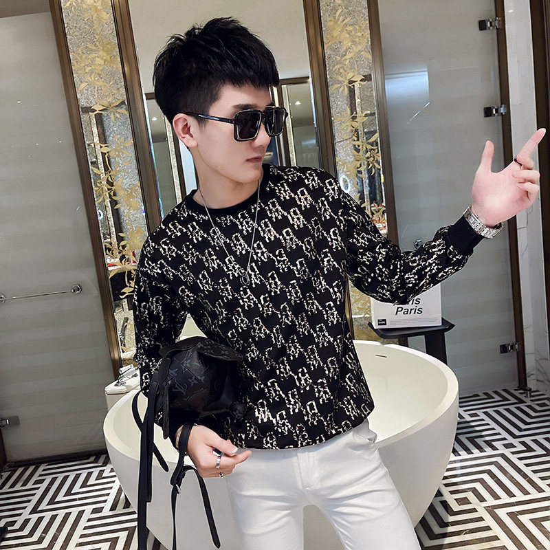 WY81秋装社会精神小伙修身卫衣男套头衫黑,男装卫衣,电商A343