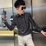 CS167秋装社会小伙修身长袖衬衫男衬衣黑，男装衬衫，电商A343