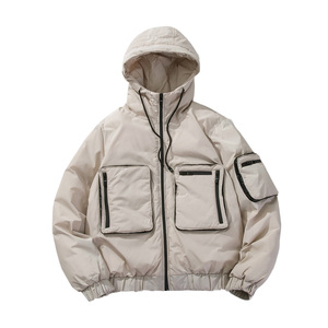 2021冬季大口袋装饰连帽加厚保暖棉服男潮 A343-CF05-P140 米白图片