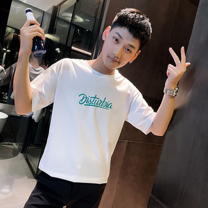 夏季短袖T恤衫社会小伙宽松半袖tee潮 A343-TX217-P40 控60 黑图片