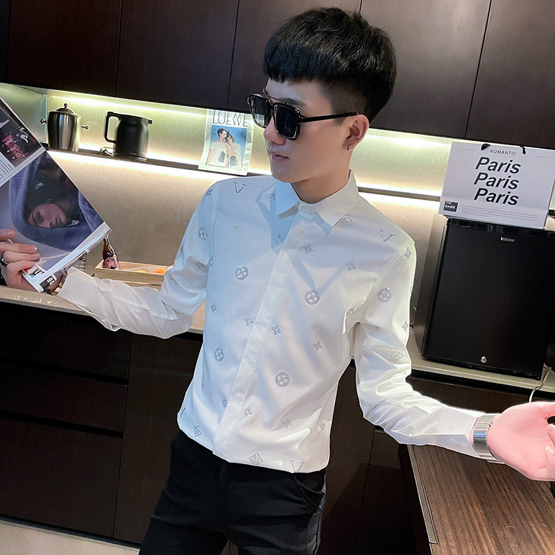 CS169秋装社会小伙修身长袖衬衫男衬衣黑1,男装衬衫,电商A343