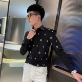 CS169秋装社会小伙修身长袖衬衫男衬衣黑，男装衬衫，电商A343