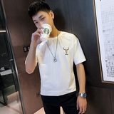 夏季短袖T恤衫社会小伙宽松半袖tee潮A343-TX219-P40控60白1，男装T恤，电商A343