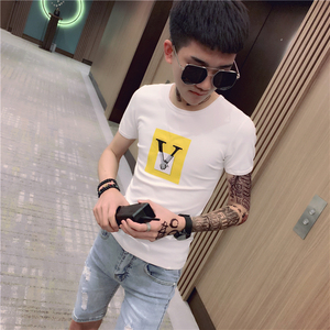 男士修身短袖T恤衫 社会小伙半袖 A343-TX62-P38（白）图片