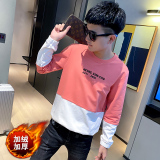 社会精神小伙圆领ins加绒加厚卫衣潮流男A343-WY48R-P70粉，男装卫衣，电商A343