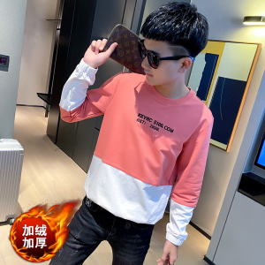 社会精神小伙圆领ins加绒加厚卫衣潮流男 A343-WY48R-P70 粉图片