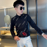 CS170秋装社会小伙修身长袖衬衫男衬衣黑，男装衬衫，电商A343