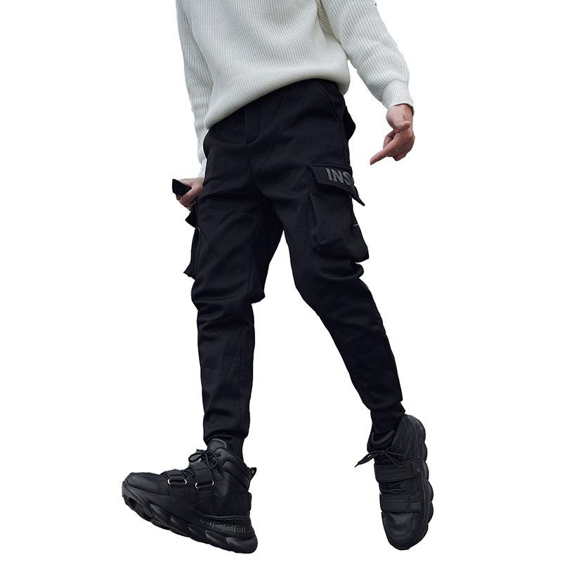 冬季社会小伙工装裤加绒加厚束脚裤子黑2A343-CK31-P78控108,男装休闲裤,电商A343