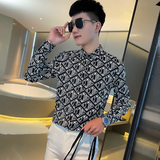 CS166秋装社会小伙修身长袖衬衫男衬衣黑1，男装衬衫，电商A343