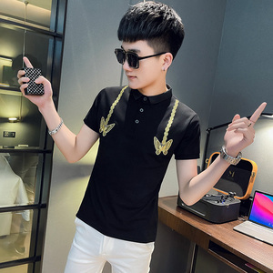 PL69 社会精神小伙修身刺绣短袖polo衫 白1图片