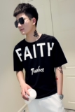2021夏季圆领青春半袖宽松短袖t恤衫男TX246-P40控60黑1，男装T恤，电商A343