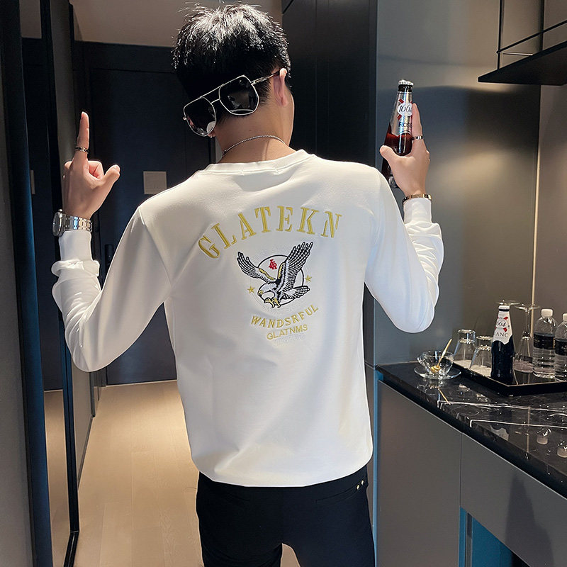 WY78-P55控75秋装社会精神小伙修身卫衣男套头衫黑1,男装卫衣,电商A343