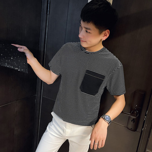 夏季短袖T恤衫社会小伙宽松半袖tee潮 A343-TX222-P40 控60 黑图片