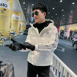 社会小伙连帽加厚保暖棉服男潮皮棉袄A343-CF46-P138控178白，男装棉衣，电商A343