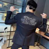 秋冬社会小伙修身小西装男西服外套A343-XZ10黑1，男装西服，电商A343