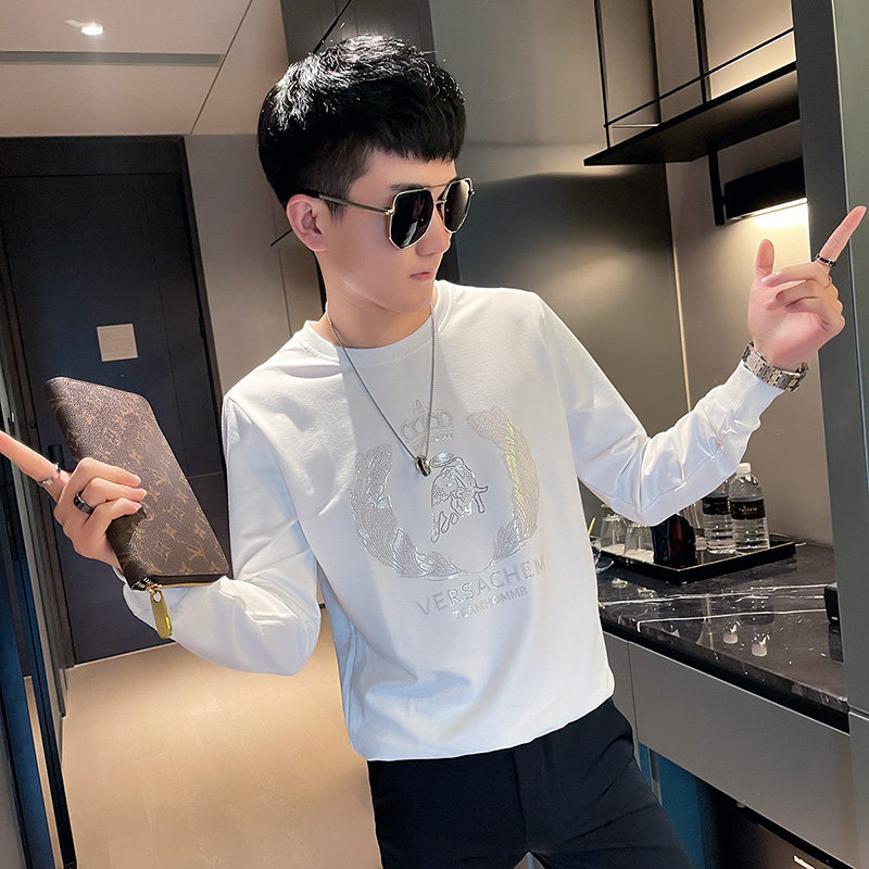 WY77秋装社会精神小伙修身卫衣男套头衫黑1,男装卫衣,电商A343