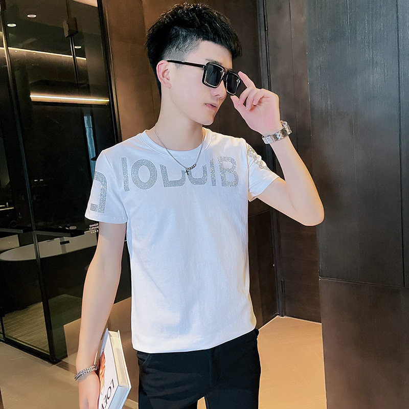 T2021新款小码短袖T恤衫社会小伙半袖黑首,男装T恤,电商A343