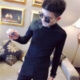 社会小伙半高领打底衫T恤修身男潮小码A343-T，男装T恤，电商A343