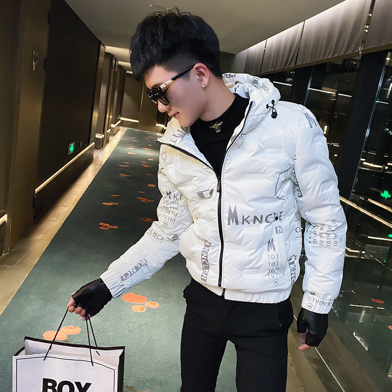 社会小伙连帽冬季棉衣外套修身皮棉服A343-CF43白,男装棉衣,电商A343