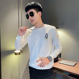 WY83 秋装社会精神小伙修身卫衣男套头衫 白图片