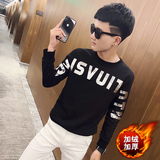 社会小伙ins修身圆领加绒加厚卫衣男潮A343-WY39R-P65白，男装卫衣，电商A343
