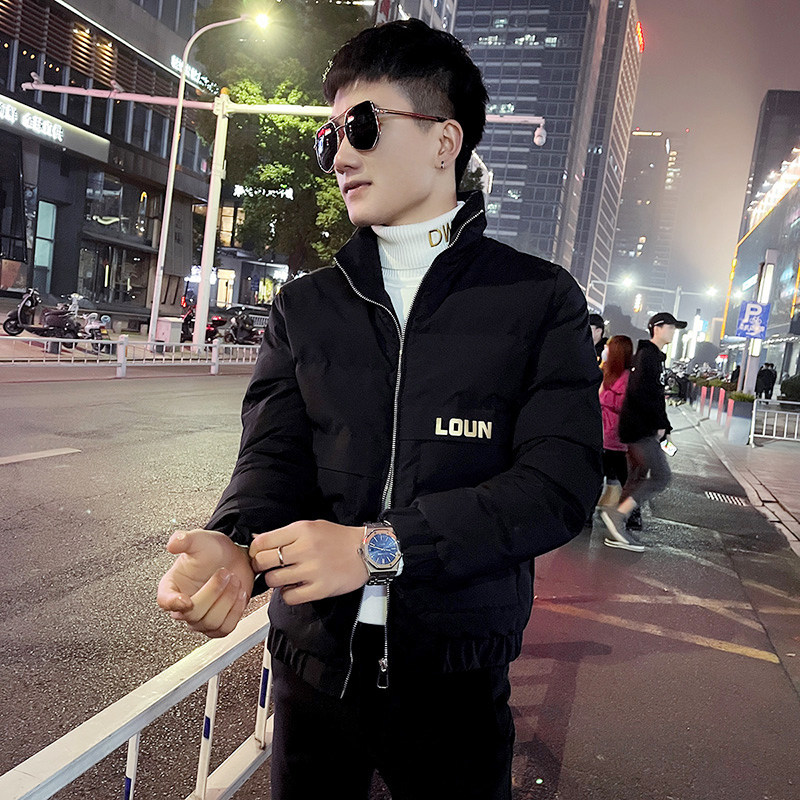 冬季社会小伙棉衣男外套修身保暖棉服黑1A343-CF60-P135控175,男装棉衣,电商A343