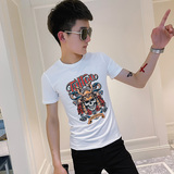 2021夏季圆领青春半袖修身短袖t恤衫男TX250-P38控58白1，男装T恤，电商A343