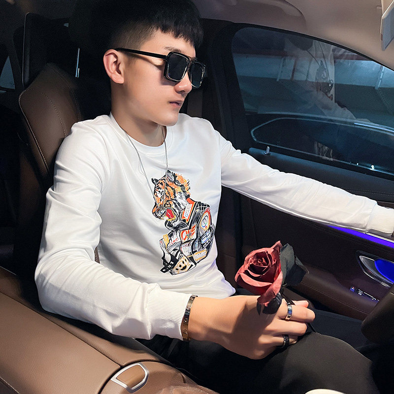 WY79秋装社会精神小伙修身卫衣男套头衫黑1,男装卫衣,电商A343