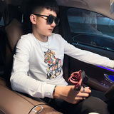 WY79秋装社会精神小伙修身卫衣男套头衫黑1，男装卫衣，电商A343