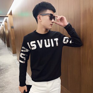 秋季社会小伙ins修身圆领套头卫衣男潮上衣 A343-WY39 白色图片
