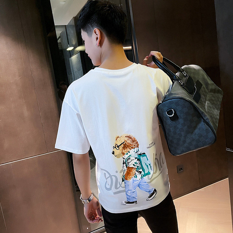 夏季短袖T恤衫社会小伙宽松半袖tee潮A343-TX217-P40控60黑,男装T恤,电商A343