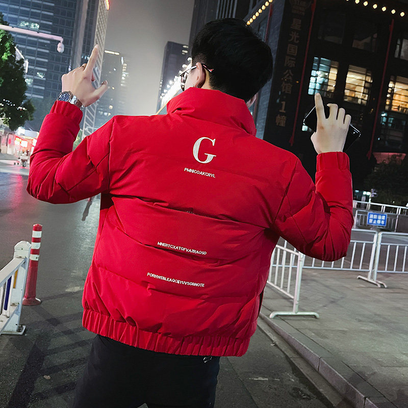 冬季社会小伙棉衣男外套修身保暖棉服红2A343-CF59-P118,男装棉衣,电商A343