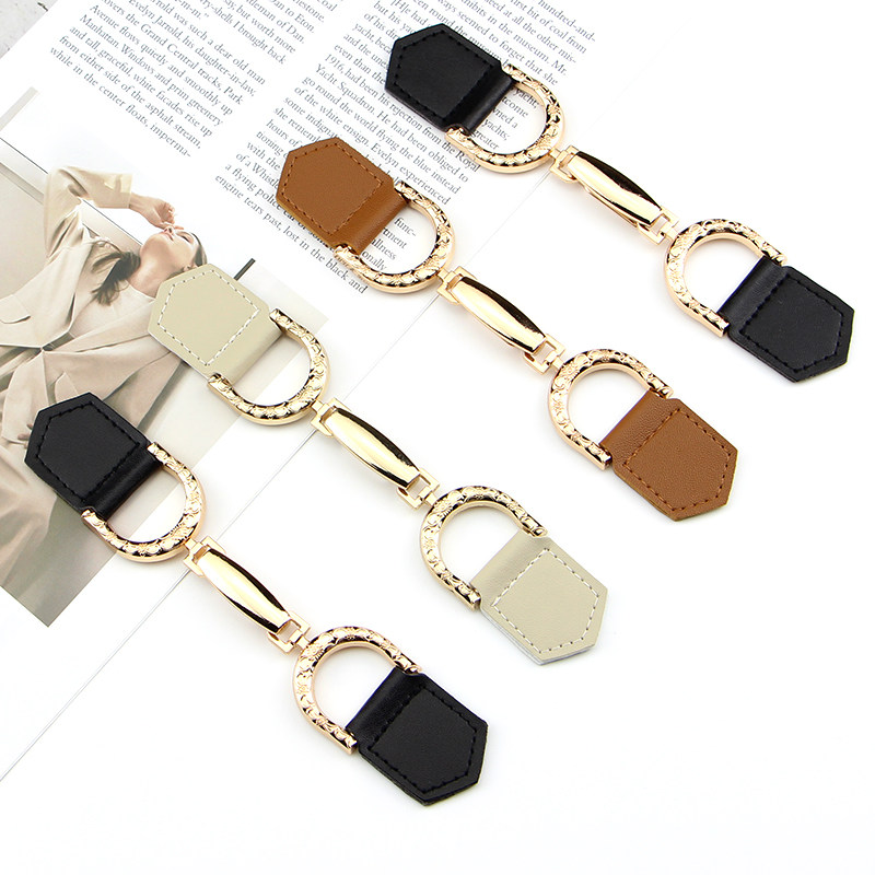 新款黑色金属皮裙子毛衣外套纽扣