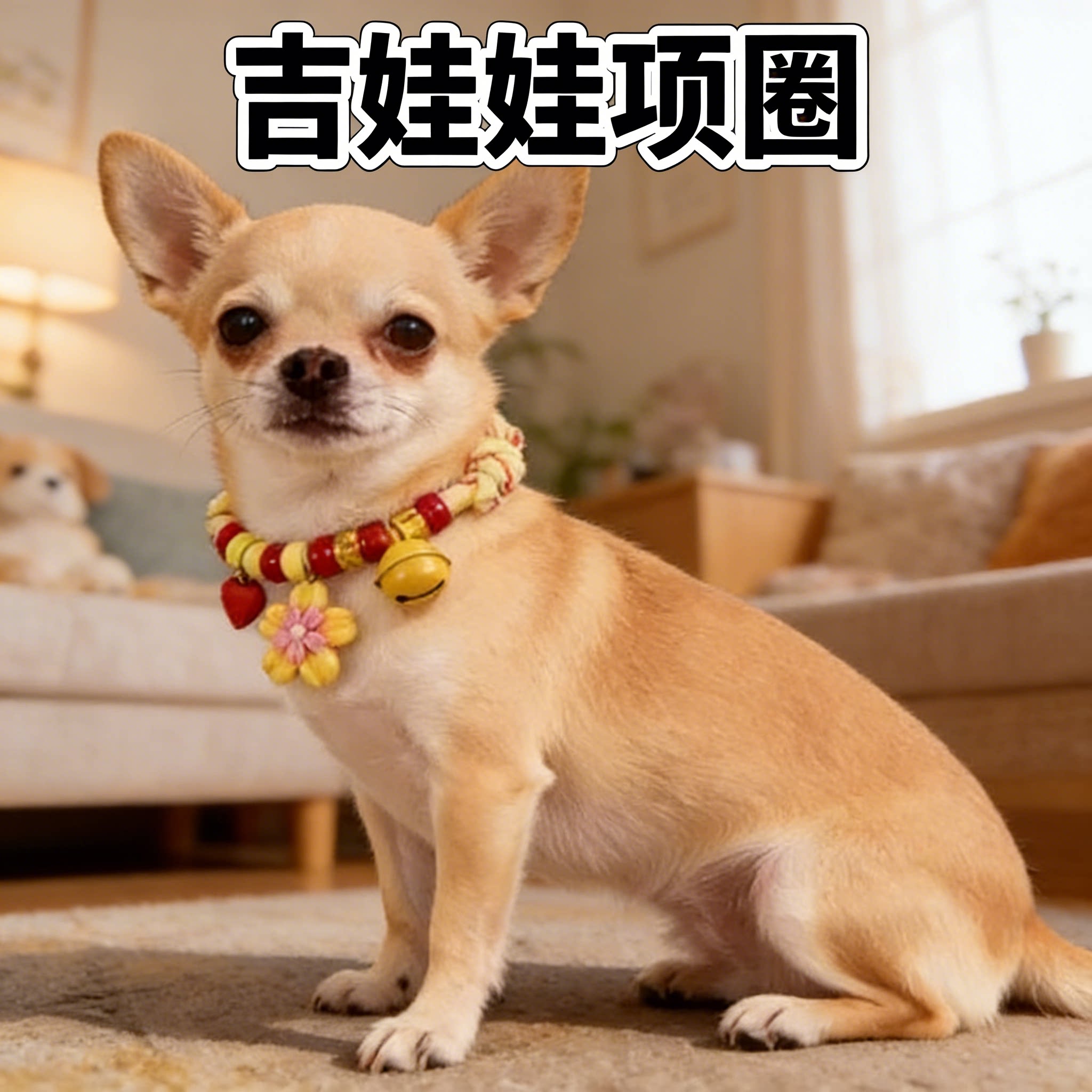 吉娃娃项圈小体狗宠物装饰中国风脖圈自制手工DIY小型犬宠物用品