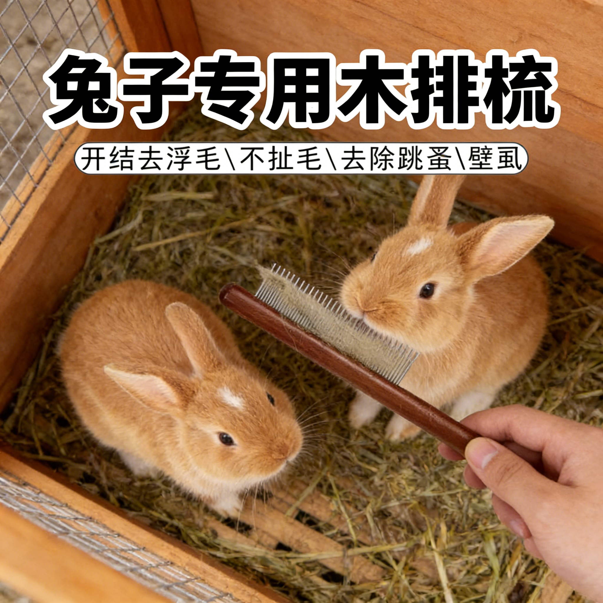 兔子专用木排梳清洁梳毛器刷毛梳子去浮毛不扯毛洗澡除跳蚤宠物用