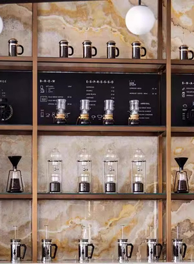 样板间咖啡豆摆件咖啡柜主题装饰现代轻奢售楼处水吧咖啡壶软装饰
