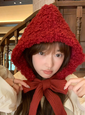 羊羔绒绑带帽子女秋冬季韩版巴拉克拉法帽防寒护耳保暖雷锋帽