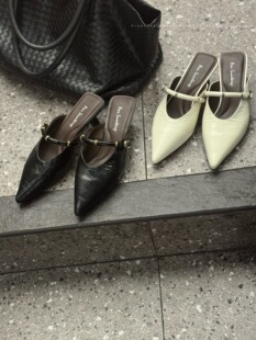 凉鞋 2026新真皮女鞋 尖头细跟包头半拖鞋 外穿百搭舒适时尚 709 168