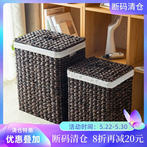 粉宅轻奢风欧式脏衣篓带盖子内衬