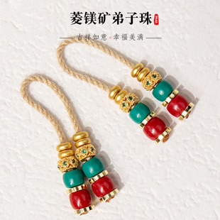 弟子珠吊坠撞色拼接仿南红绿松石吊坠百香籽金刚星月菩提手串配饰