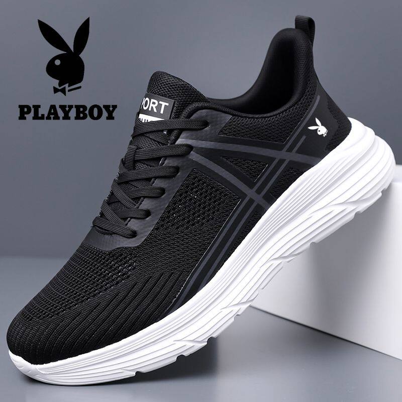 花花公子男鞋2026新款透气网面鞋休闲运动鞋软底百搭跑步鞋黑色