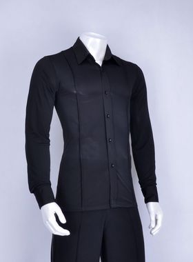 异国舞蹈国标舞交谊舞 摩登舞 翻领弹力 男士摩登练习上衣MS11003